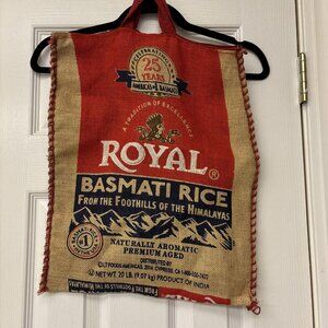 20lb ROYAL BASMATI RICE w/ Handles & Zipper Burlap Bag *EMPTY NO RICE, BAG ONLY*